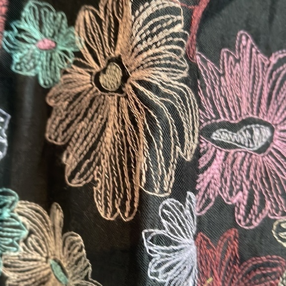 ANNE CARSON LINEN EMBROIDERED MINI SKATER SKIRT BLACK SIZE 4 PETITE - Picture 4 of 9